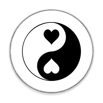Contraste YinYang du cœur - Magnet rond - blanc - Devant