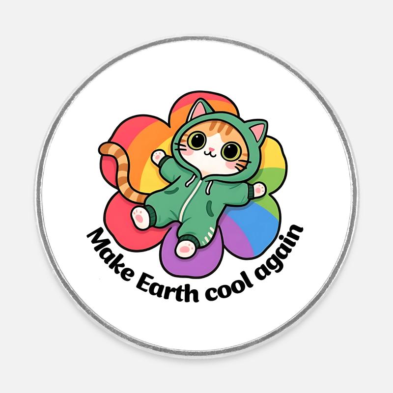 Make earth cool again - Round  fridge magnet - white