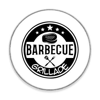 BBQ grill logo - Round  fridge magnet - white - Front