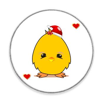 Christmas Chick Christmas Heart - Round  fridge magnet - white - Front