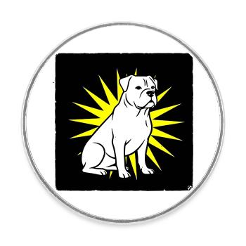 Cool Dog in Punk Rock & Pop Art Style - Round  fridge magnet - white - Front