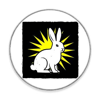 Cool bunny in punk rock & pop art style - Round  fridge magnet - white - Front