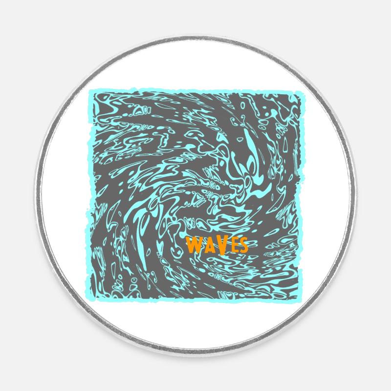 Wave flow neon pattern surf - Round  fridge magnet - white