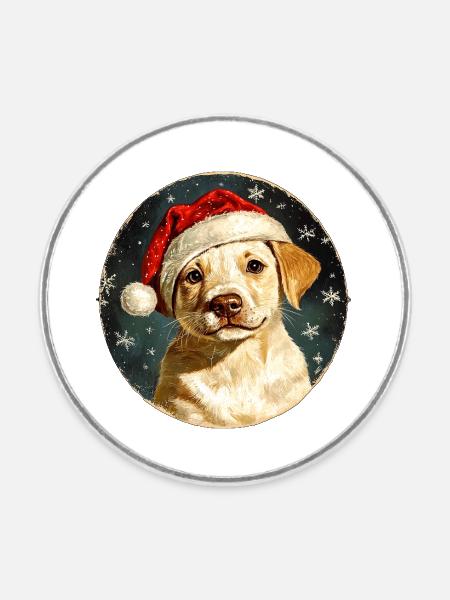 Weihnachtsmann Collie - Runder Kühlschrankmagnet - Weiß