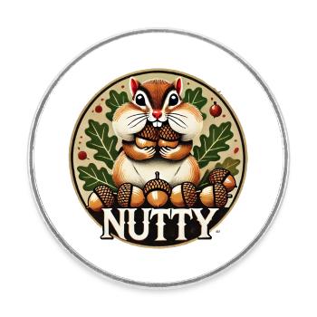 Breloque de récolte de tamia noisette - Magnet rond - blanc - Devant
