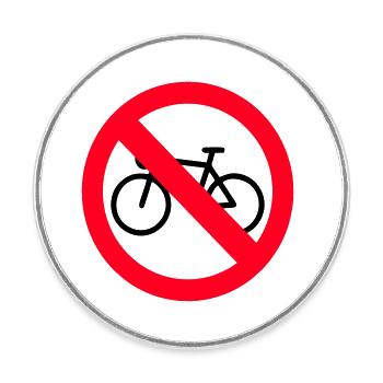 Pas de vélo - Magnet rond - blanc - Devant