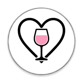 Herz + Roséwein – Rosé Lover - Runder Kühlschrankmagnet - Weiß - Vorne
