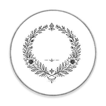 Wreath Flower Wreath with Crescent Moon - Round  fridge magnet - white - Front