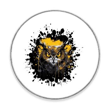 Owl Night Owl Splatter - Round  fridge magnet - white - Front