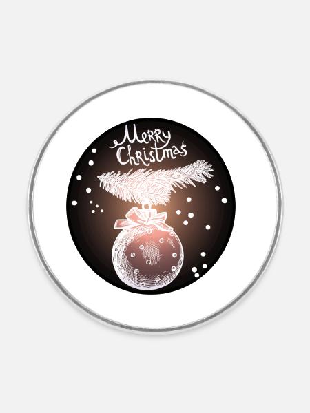 Weihnachtskugel mit Tannenzweig - Runder Kühlschrankmagnet - Weiß