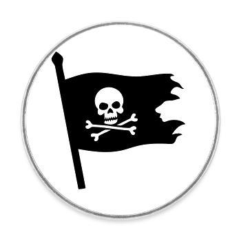 Pirate Skull Jolly Roger - Round  fridge magnet - white - Front