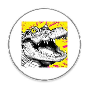 Krokodil Sketch – Urban Graffiti Style Design - Runder Kühlschrankmagnet - Weiß - Vorne