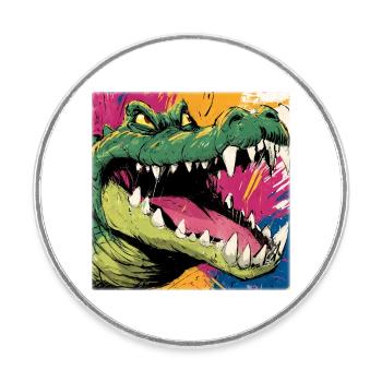 Giftgrünes Krokodil – Street Art Monster Design - Runder Kühlschrankmagnet - Weiß - Vorne