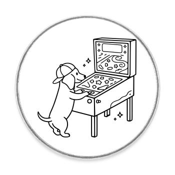 Flipper Pinball Dackel Hund Kinder - Runder Kühlschrankmagnet - Weiß - Vorne