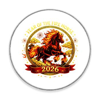 Vintage Chinesische Sternzeichen Pferd Shirt 2026  - Runder Kühlschrankmagnet - Weiß - Vorne