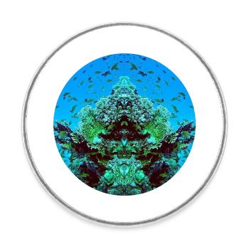 Water creatures in the red - Round  fridge magnet - white - Front
