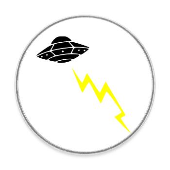 UFO Invasion Lightning Attack Alien Vector - Round  fridge magnet - white - Front