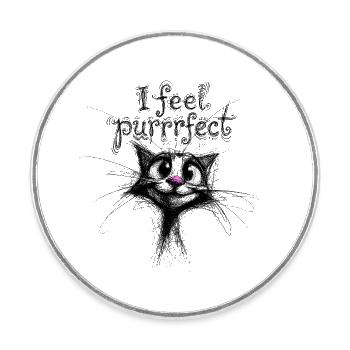 I feel purrrfect – süße Katze - Runder Kühlschrankmagnet - Weiß - Vorne
