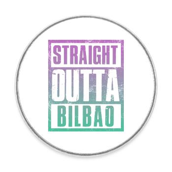 Straight outta Bilbao - Runder Kühlschrankmagnet - Weiß - Vorne