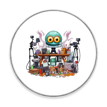 Kreativer Gadget-Workshop Alien - Runder Kühlschrankmagnet - Weiß - Vorne