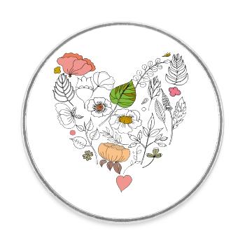 Florales Herz - Runder Kühlschrankmagnet - Weiß - Vorne