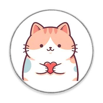 Kuschelkätzchen Herz Cartoon Katze - Runder Kühlschrankmagnet - Weiß - Vorne