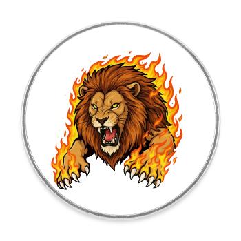 Löwe in Flammen - Runder Kühlschrankmagnet - Weiß - Vorne