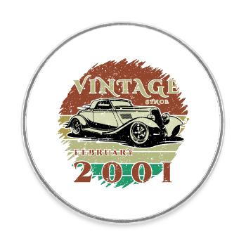 25. Geburtstag - Klassiker - Vintage since 02/2001 - Runder Kühlschrankmagnet - Weiß - Vorne