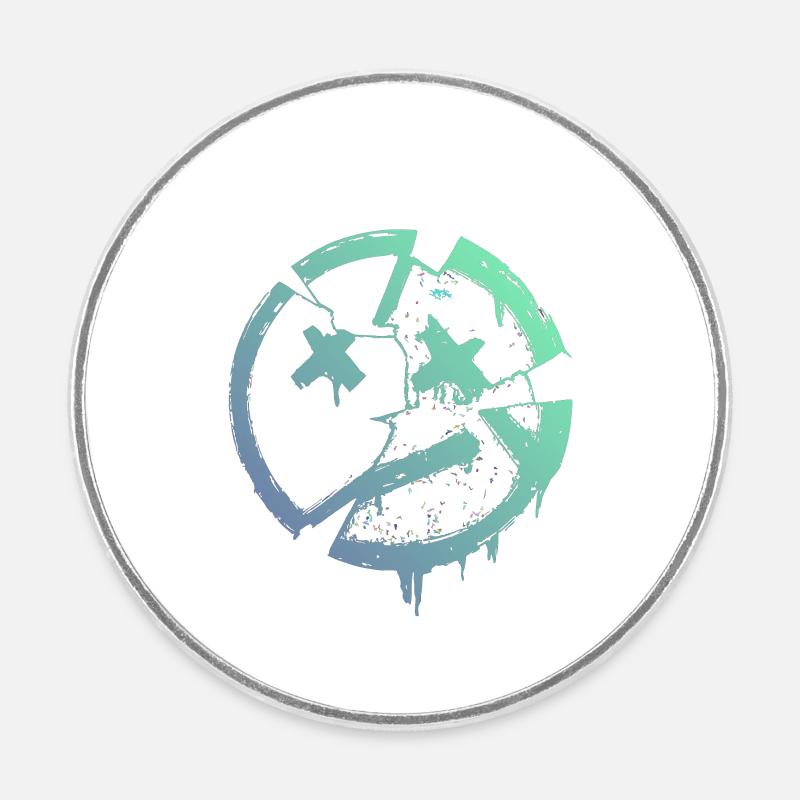 Grunge circle with X – Print - Round  fridge magnet - white