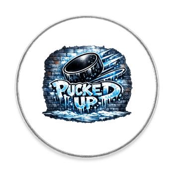 Hockey graffiti avec des rondelles - Magnet rond - blanc - Devant