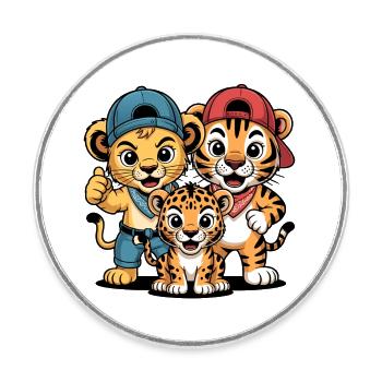 Cuddly Trio Caps - Round  fridge magnet - white - Front
