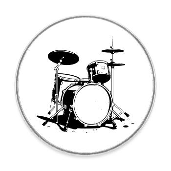 Drum Sketch - Round  fridge magnet - white - Front