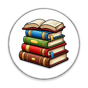 Bücherstapel Buch - Runder Kühlschrankmagnet - Weiß - Vorne