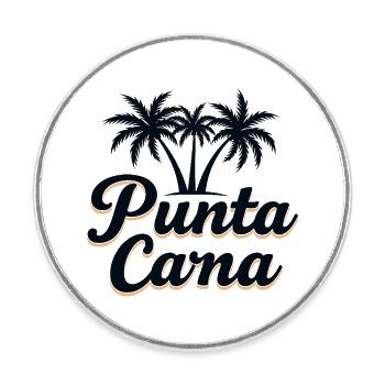 Vacances caribéennes à Punta Cana avec palmiers - Magnet rond - blanc - Devant