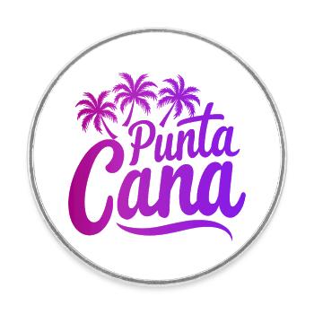 Vacances caribéennes à Punta Cana avec palmiers - Magnet rond - blanc - Devant