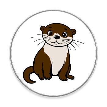 Loutre mignonne Kawaii Adore des animaux cadeau - Magnet rond - blanc - Devant