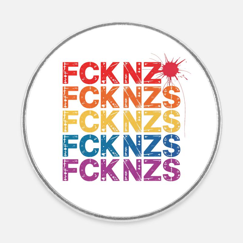 FCK NZS - Antifa Tee - Magnet rond - blanc