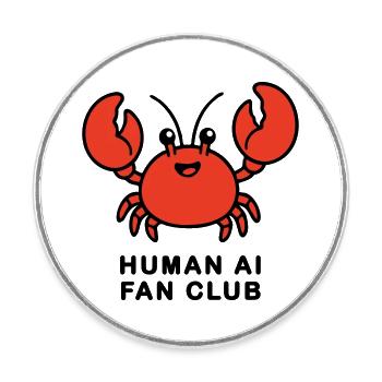 Human AI Fan Club - Round  fridge magnet - white - Front