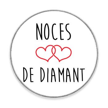 Wedding Anniversary - Diamond Wedding (60 years) - Round  fridge magnet - white - Front