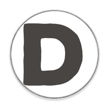 Minimal Letter D Bold Monogram Typography - Round  fridge magnet - white - Front