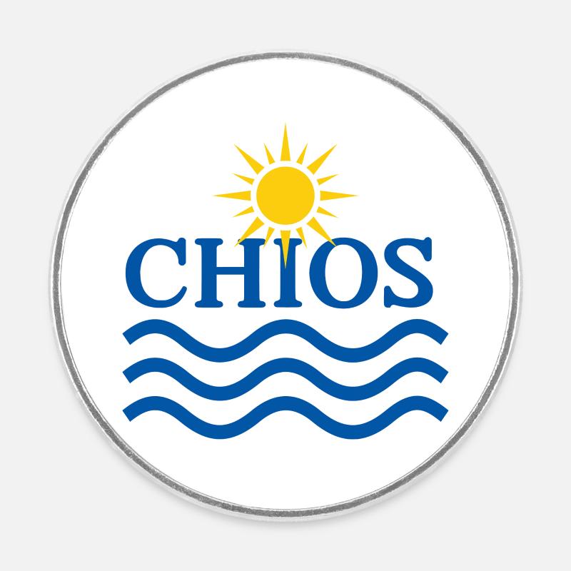 Soleil de Chios et vagues océaniques - Magnet rond - blanc