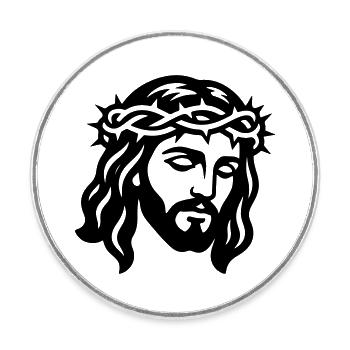 Jesus Christus Kopf - Runder Kühlschrankmagnet - Weiß - Vorne