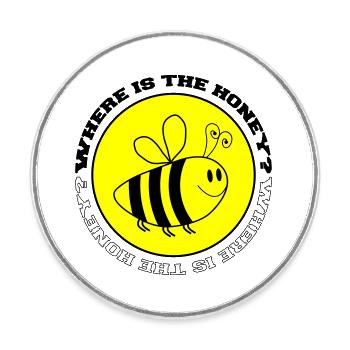 Abeille Où est le miel - Magnet rond - blanc - Devant