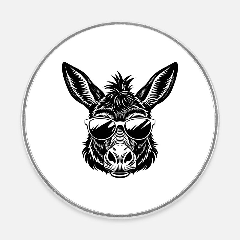 Donkey sunglasses - Round  fridge magnet - white