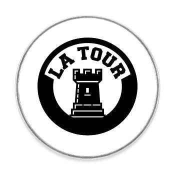 Logo La Tour Pièce d'Échecs Style Emblème Cercle - Magnet rond - blanc - Devant