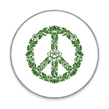 Peace Zeichen Blumen Floral Boho Style - Runder Kühlschrankmagnet - Weiß - Vorne