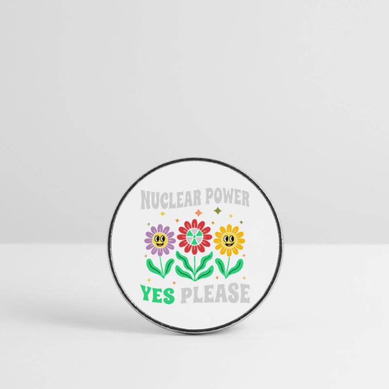 Atomkraft Ja Bitte mit Blumen retro Runder Kühlschrankmagnet