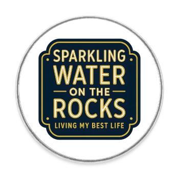 Sparkling water on rocks neon - Round  fridge magnet - white - Front