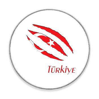 Türkische Flagge Krallenlogo - Runder Kühlschrankmagnet - Weiß - Vorne