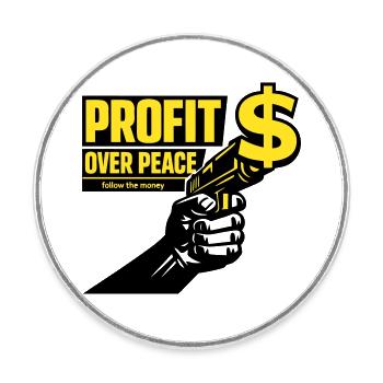 Profit Over Peace Satire - Round  fridge magnet - white - Front